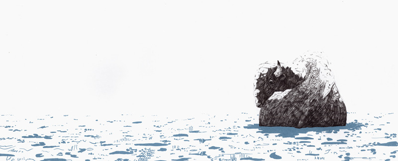 Mills sta dietro ogni quadro, dietro ogni vuoto e ogni parte spoglia, e invece di aggiungere dettagli, ti osserva attraverso il bianco per farti indovinare cosa gli sta passando per la m