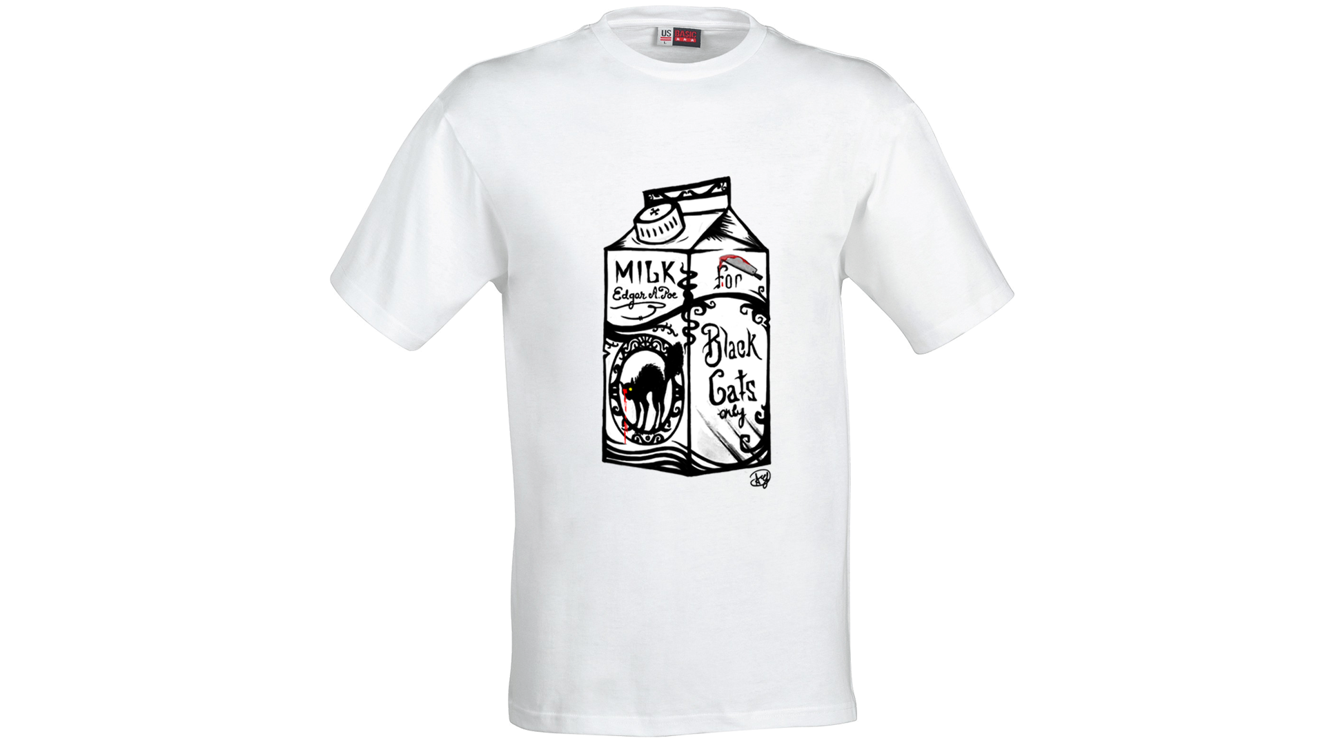 POE'S MILK HD black and white on shirt png