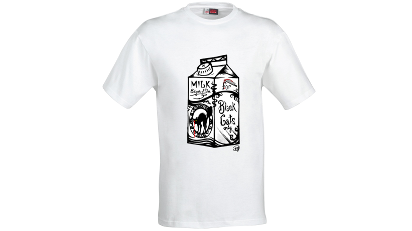 POE'S MILK HD black and white on shirt png
