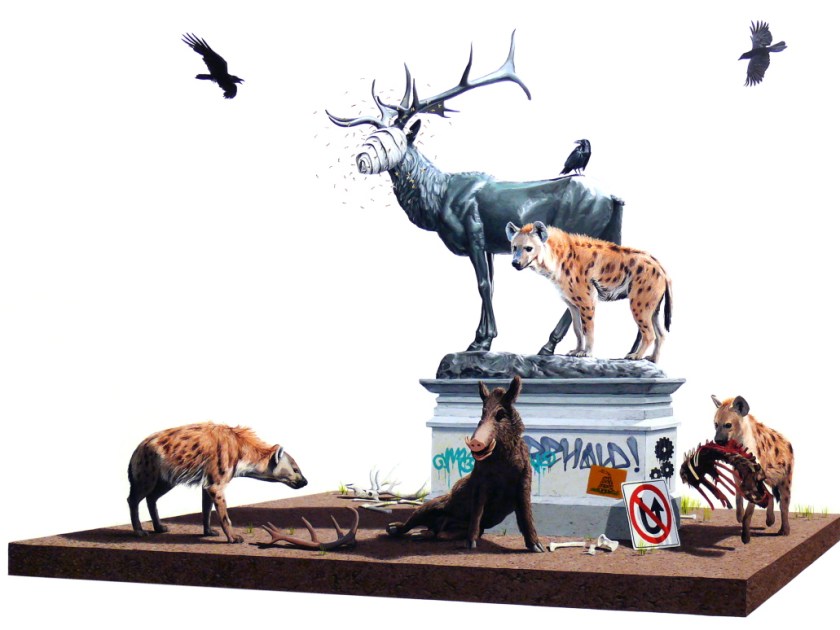 37L_uomo è un animale sociale diceva Aristotele, ma in questi quadri ogni animale è un animale sociale in quanto ha assimilato la nostra concezione di comunitadi creature stipate e costrette all_entrar